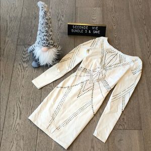 White party dress with silver embellishments